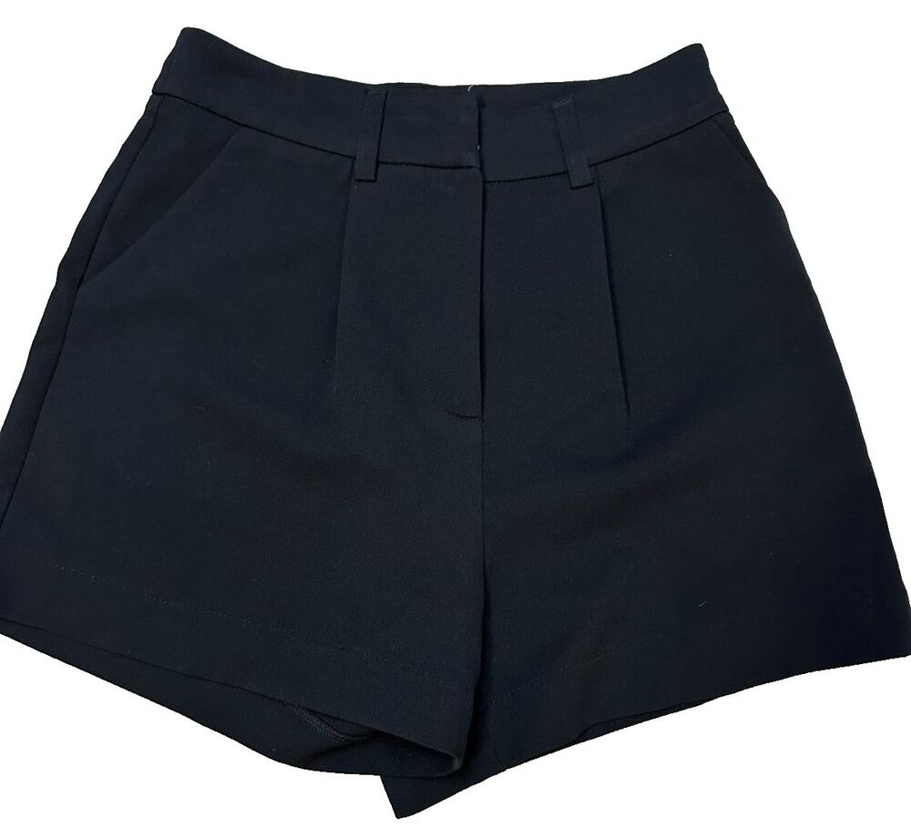 Dressy Black Shorts Structured High Waist Tailored Euro Chic Itay S